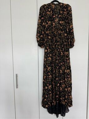 Floral Black Long Sleeve Maxi Dress Ultana Sergeenko Small/ 38-40 IT